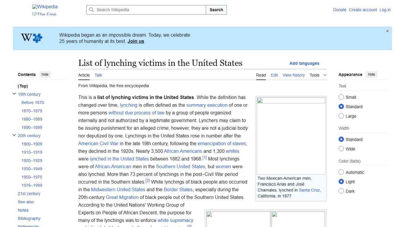 List of lynching victims in the United States - Wikipedia