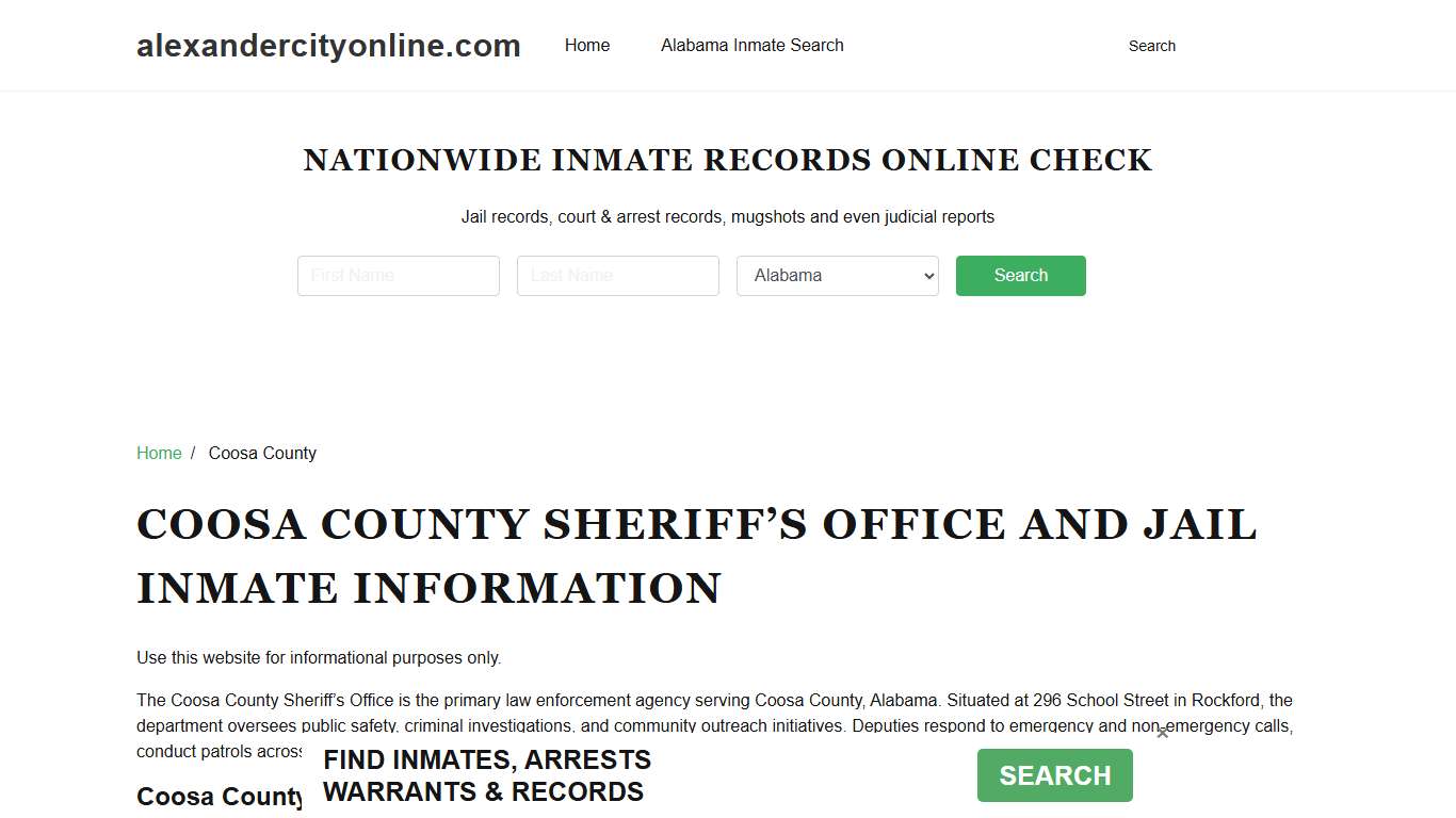 Coosa County Sheriff, AL, Jail Inmate Search, Recent Arrests